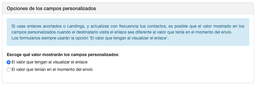 Panel de campos personalizados en recursos - Mensagia